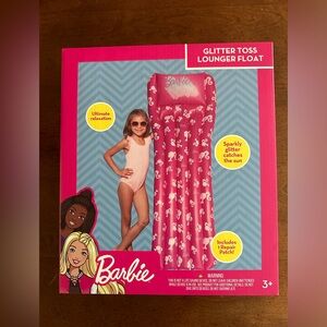 Barbie inflatable glitter toss lounger float for lake, beach, pool